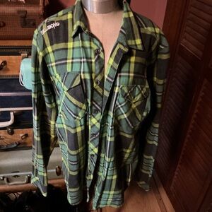 Billabong Green and Yellow Plaid Shirt
